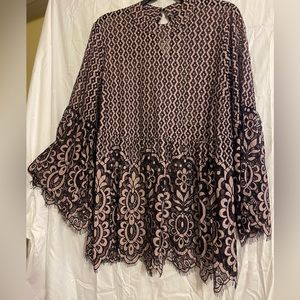 Lane Bryant pink and black lace top size 20